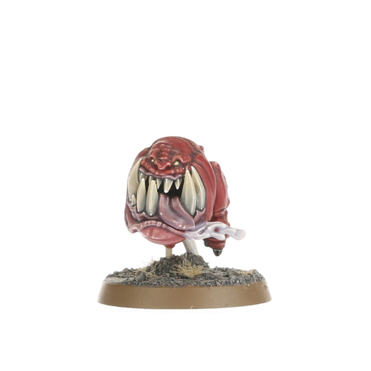 Cave Squig - model czerwonego squiga stojącego na dwóch nogach z otwartą paszczą i wysuniętym językiem - Warhammer Age of Sigmar