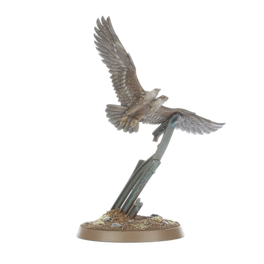 Glovodański Psyber-orzeł - dwa orły w locie na metalowej tyczce z podstawką Imperial Agents Inquisitor Coteaz Warhammer 40000
