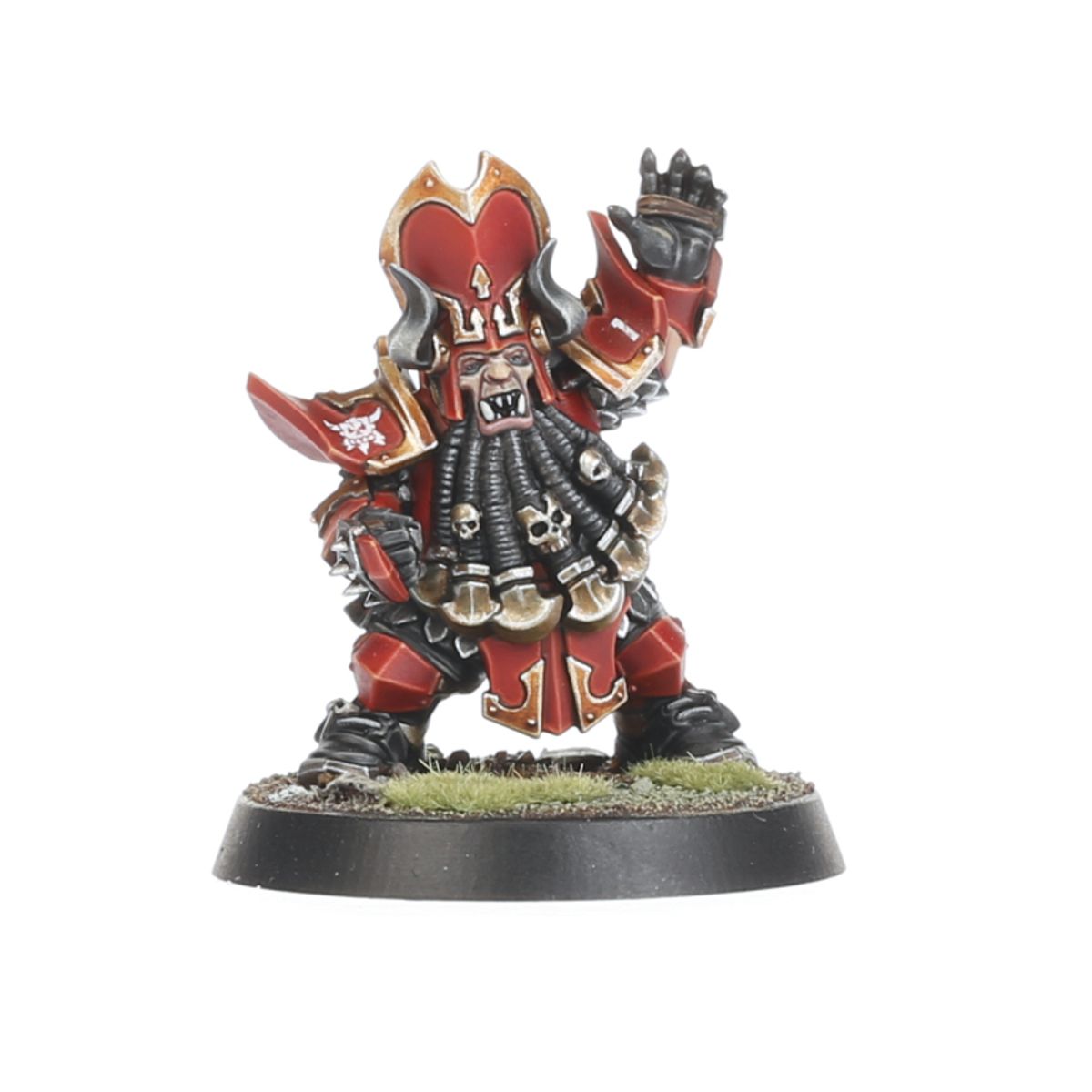 Chaos Dwarf Blocker Blood Bowl - model w lamelkowej zbroi z piłką - Zharr-Naggrund Ziggurats