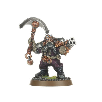 Arkanaut Company Captain - model dowódcy z sierpem i trójlufowym pistoletem w czarno-miedzianym pancerzu - Warhammer Age of Sigmar