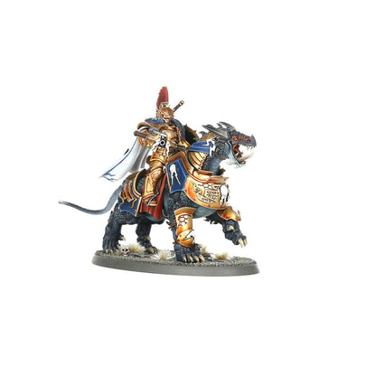 Dracothian Guard Tempestor - model jeźdźca na Dracothu z czerwonym pióropuszem i mieczem - Warhammer Age of Sigmar