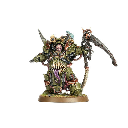Deathshroud Terminator Death Guard - champion z manreaperem i burgundową peleryną - Warhammer 40,000