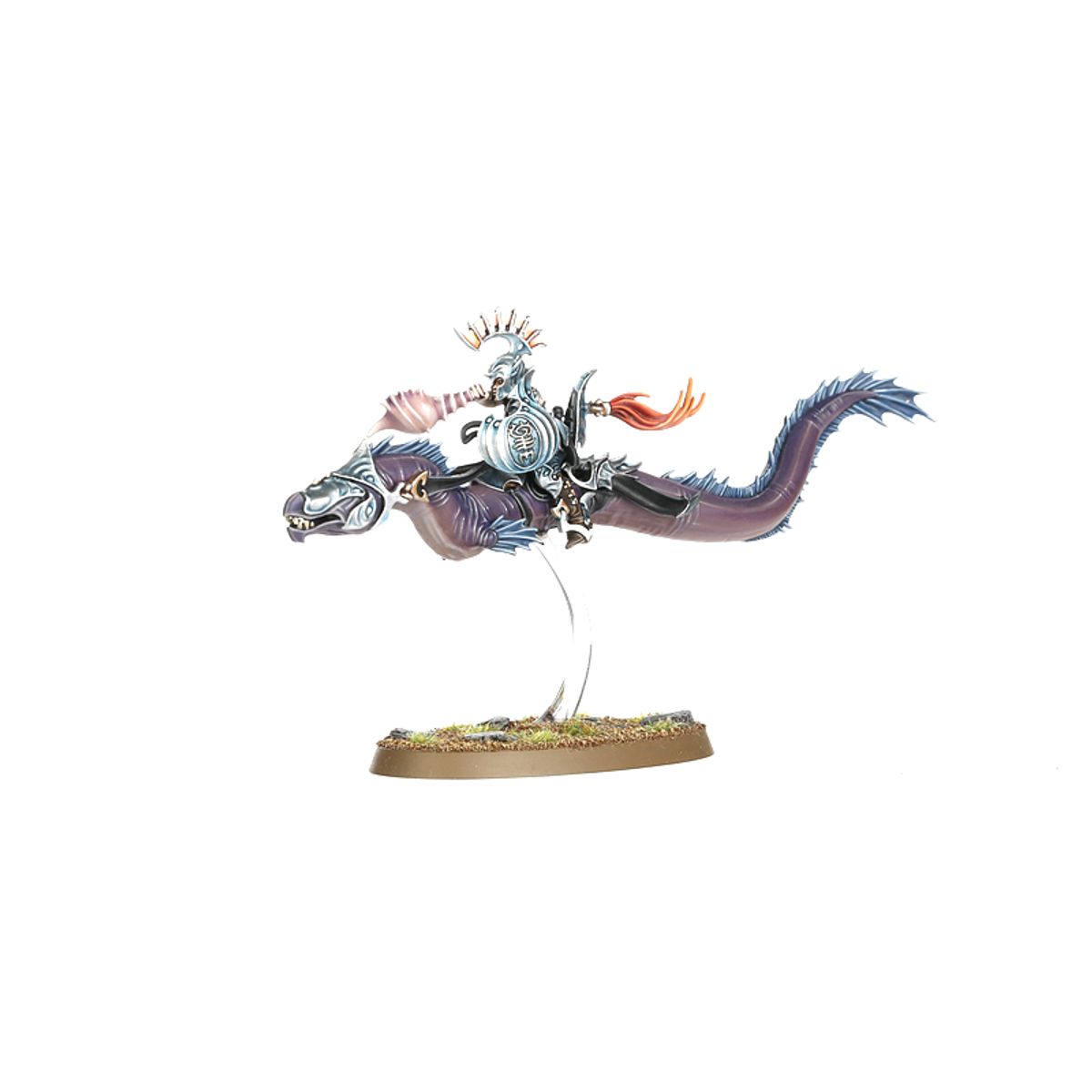 Akhelian Morrsarr Guard muzyk - model z muszlą konchową na Fangmora Eel z otwartą przyłbicą - Warhammer Age of Sigmar
