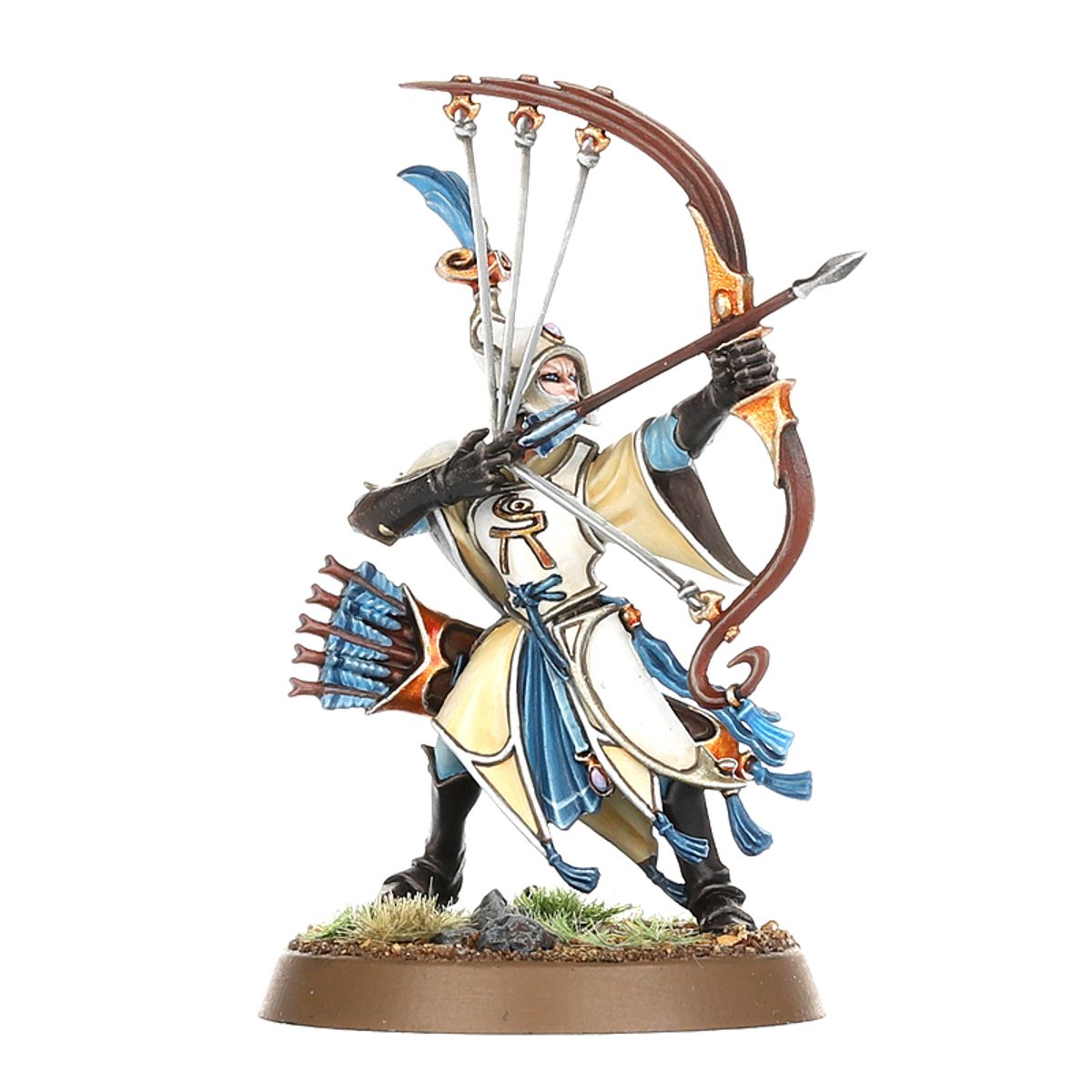 Vanari Auralan Sentinel - model łucznika strzelającego z łukiem uniesionym ku górze w białej zbroi - Warhammer Age of Sigmar