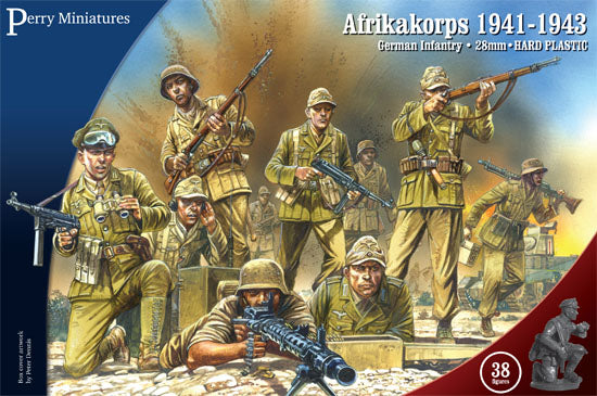Afrikakorps 1941-1943 pudełko Bolt Action Perry Miniatures GWW1 – 38 figurek piechoty niemieckiej 28mm
