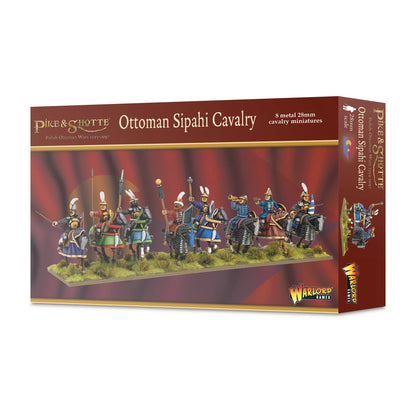 Warlord Games Ottoman Sipahi Cavalry Regiment – pudełko Pike & Shotte z ilustracją 8 jeźdców sipahi, 8 metalowych figurek 28mm