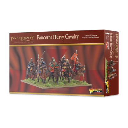 Warlord Games Pancerni Heavy Cavalry Regiment – pudełko Pike & Shotte Polish-Ottoman Wars z ilustracją 8 jeźdców pancernych, 8 metalowych figurek 28mm
