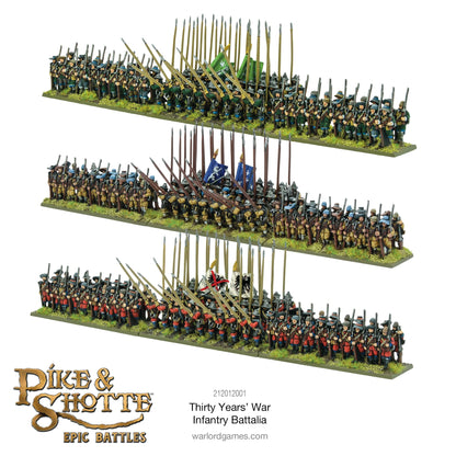 Thirty Years War Infantry Battalia Pike & Shotte Epic Battles Warlord Games – 3 bataliony widok z boku 15mm
