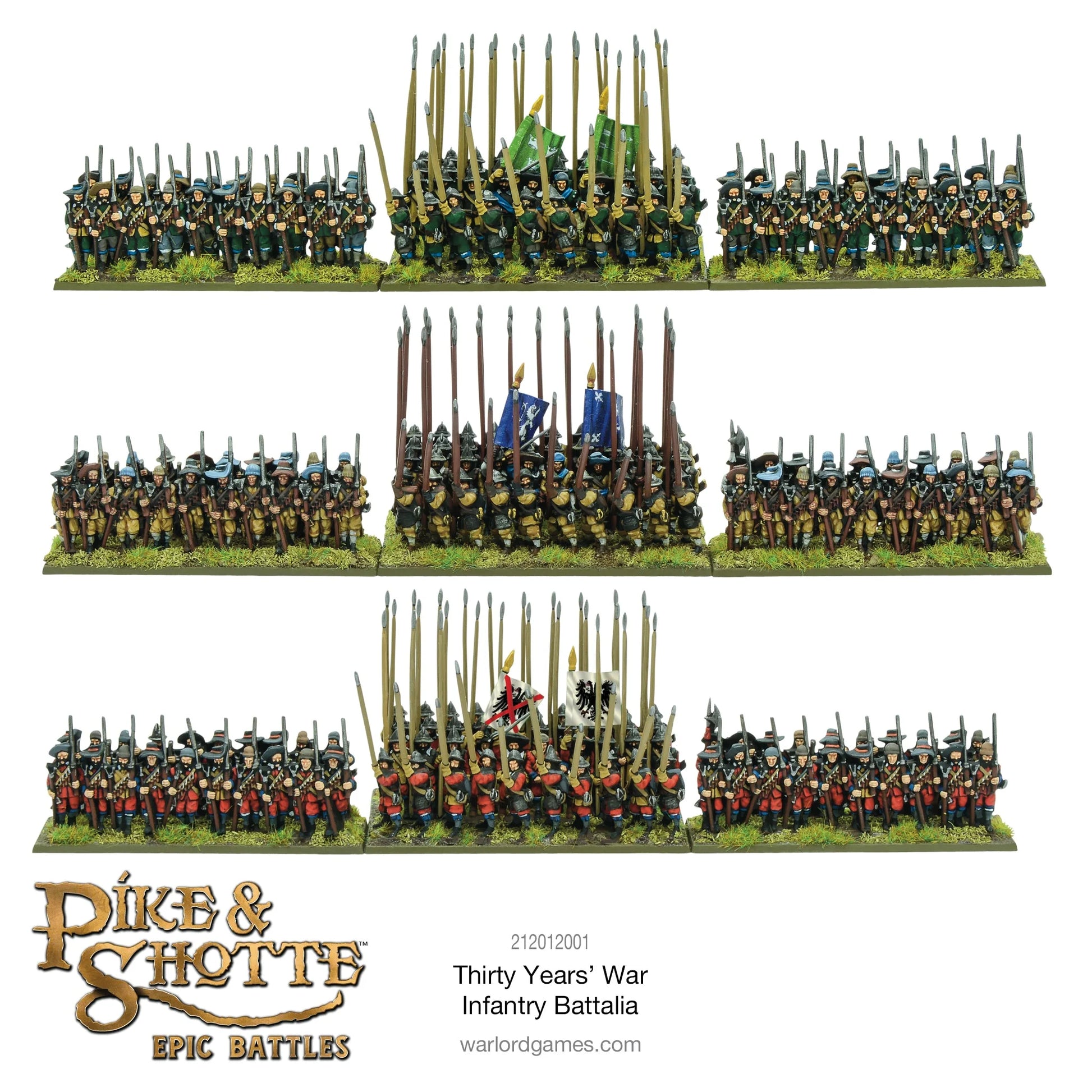 Thirty Years War Infantry Battalia Pike & Shotte Epic Battles Warlord Games – 3 bataliony widok z góry 15mm
