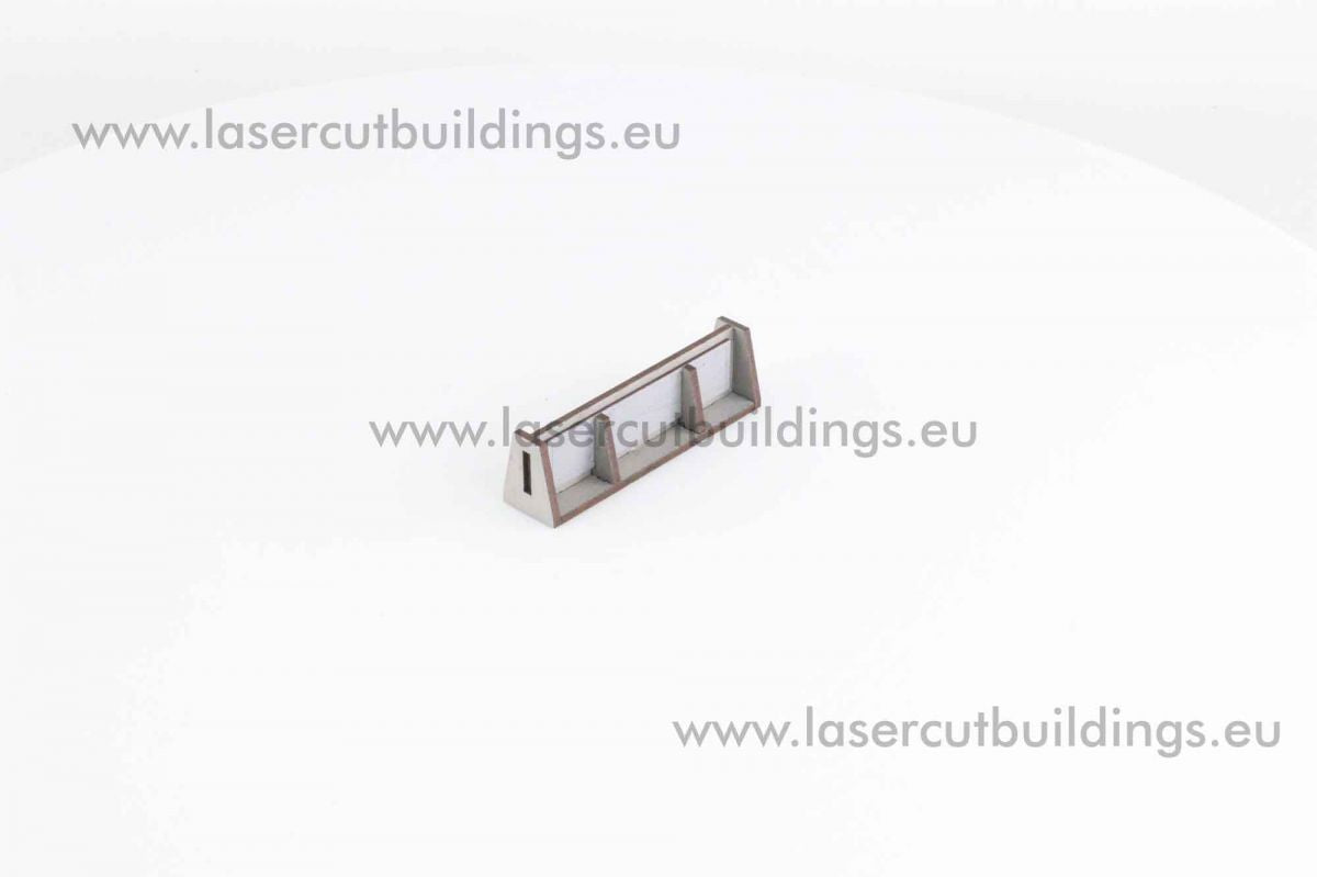 Barykady Niskie Umocnienia I LBHP0026 28mm HDF prepaint - pojedyncza barykada widok izometryczny Laser Cut Buildings
