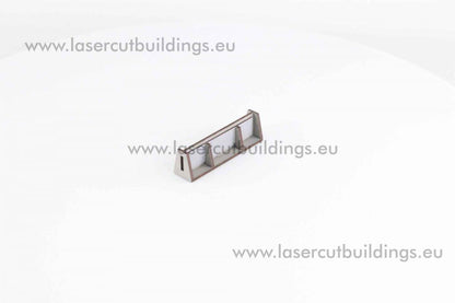 Barykady Niskie Umocnienia I LBHP0026 28mm HDF prepaint - pojedyncza barykada widok izometryczny Laser Cut Buildings

