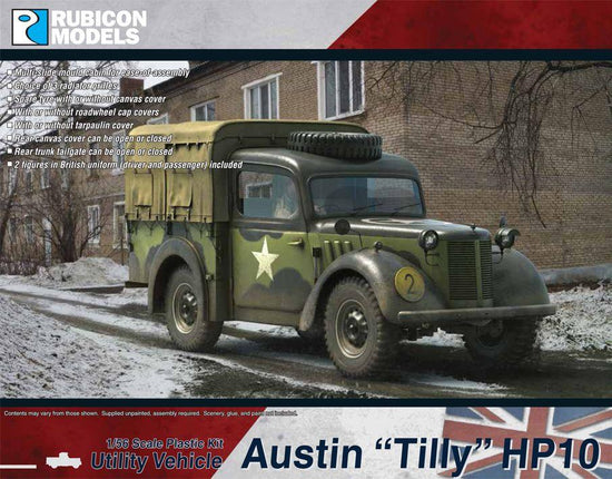 Austin Tilly HP10 – okładka pudełka Rubicon Models, model 28mm oliwkowy z gwiazdą na śniegu, 280110