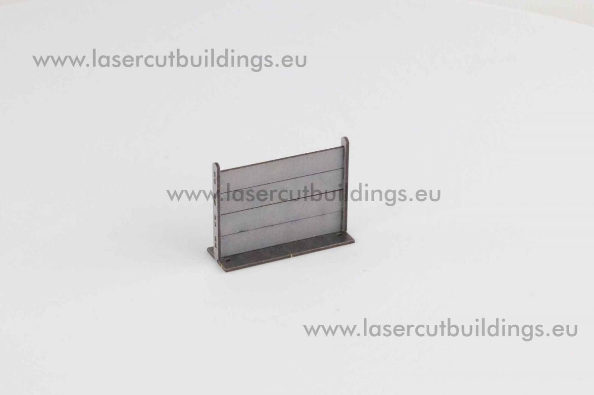 Płot Betonowy Komplet z Bramą LBHP0039 28mm HDF prepaint - pojedyncza sekcja prosta widok z boku Laser Cut Buildings
