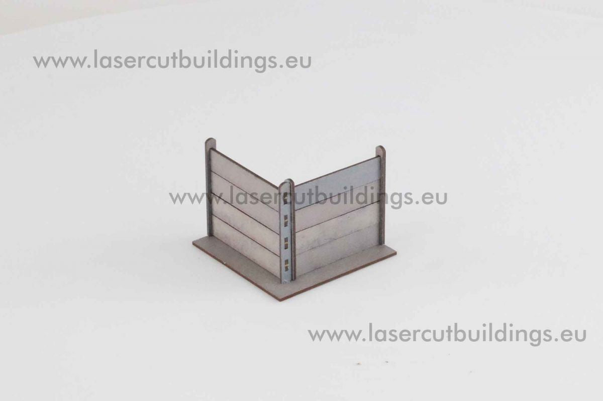Płot Betonowy Komplet z Bramą LBHP0039 28mm HDF prepaint - narożnik widok izometryczny Laser Cut Buildings
