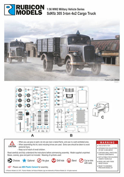 SdKfz 305 Opel Blitz – okładka instrukcji Rubicon Models, Product Code 280026, wiek 14+