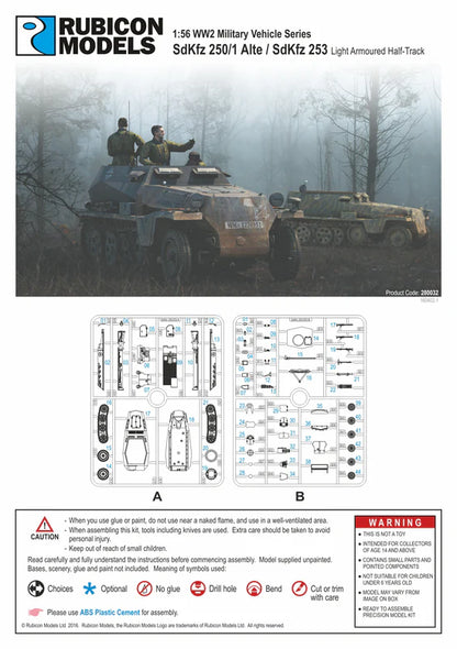 SdKfz 250/1 Alte – okładka instrukcji i sprues A B, 62 elementy, 280032