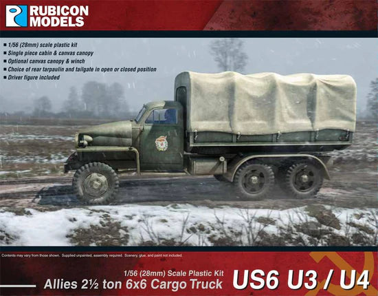 US6 U3 U4 – okładka pudełka Rubicon Models 1:56, model oliwkowy na śniegu z gwiazdą radziecką, 280035