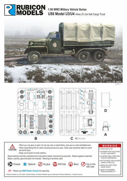 US6 U3 U4 – okładka instrukcji Rubicon Models, wypraski A B C D, Product Code 280035