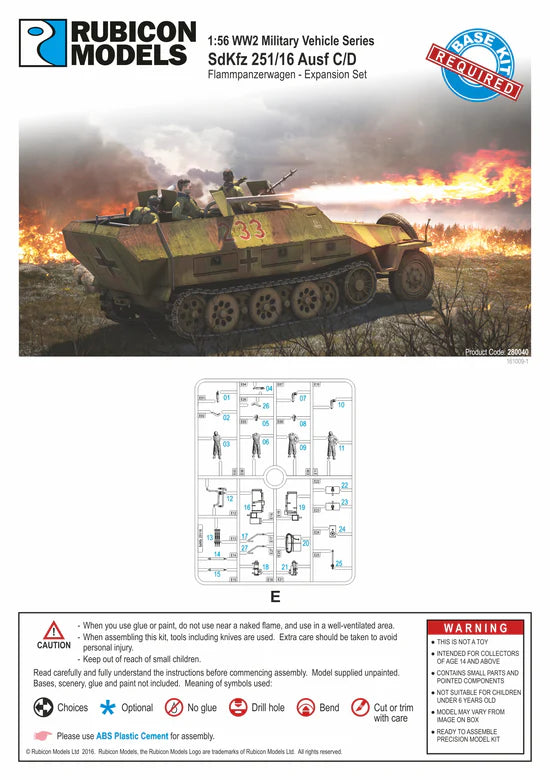 SdKfz 251/16 Ausf C/D Flammpanzerwagen – okładka instrukcji i sprue E, 25 elementów, 280040