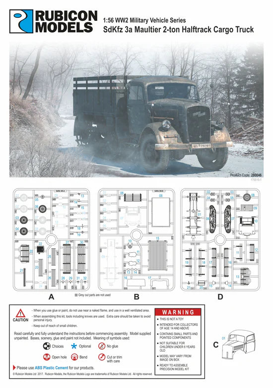 SdKfz 3a Maultier – instrukcja montażu i sprues A B D + kabina, 71 elementów, 280046
