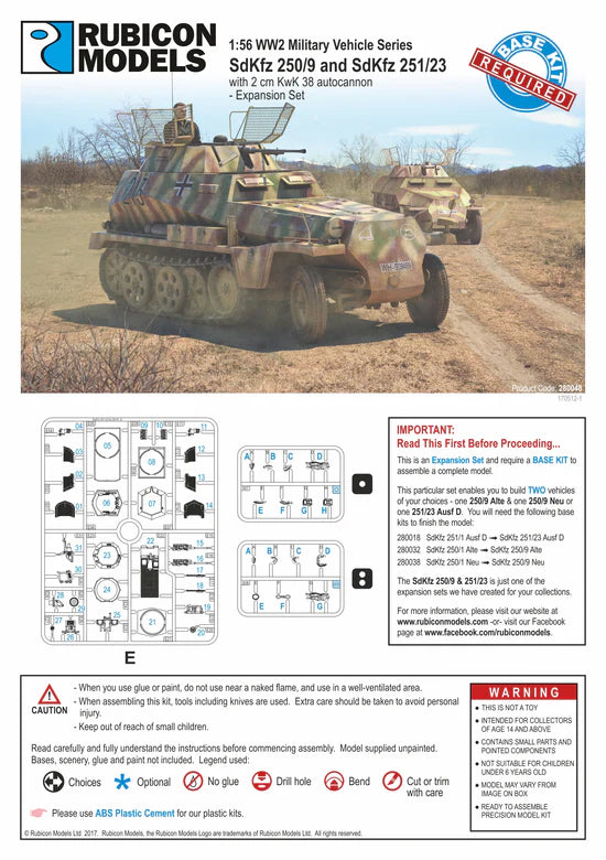 SdKfz 250/9 251/23 Expansion Set – okładka instrukcji i sprue E, 46 elementów, 280048