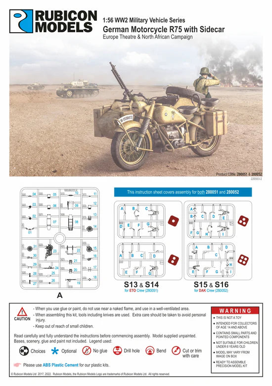 BMW R75 Sidecar DAK – okładka instrukcji Rubicon Models, Product Code 280051 