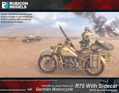 BMW R75 Sidecar DAK – okładka pudełka Rubicon Models, model 28mm Afryka Północna z MG, 280052