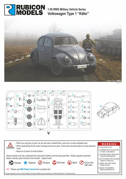 Volkswagen Type 1 Käfer – model 28mm SH, kamuflaż trójkolorowy widok z przodu-boku, 280081