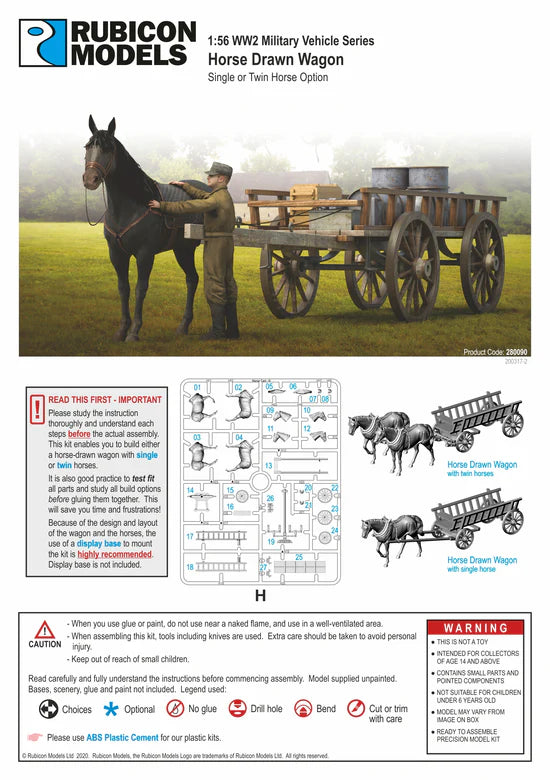 Rubicon Models 280090 – Horse Drawn Wagon, instrukcja montażu, sprue H, skala 1:56