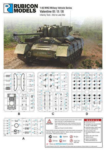 Valentine IX X XI – okładka instrukcji Rubicon Models, 4 wypraski A B C D, Product Code 280098