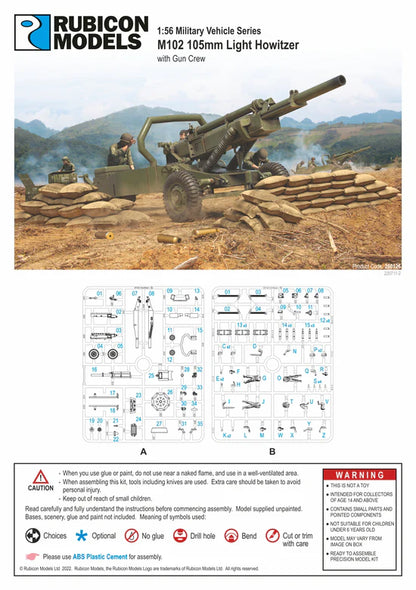 Rubicon Models 280126 – M102 105mm Light Howitzer, instrukcja montażu, sprusy, skala 1:56