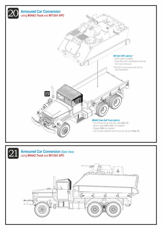 M54A2 5-Ton 6x6 Truck – instrukcja konwersji Armoured Car z M113A1 APC, widok z boku, 280133