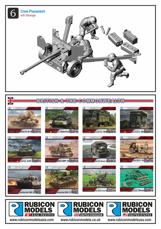Ordnance QF 6-Pounder 7cwt – strona instrukcji Rubicon Models, rozmieszczenie załogi z wyposażeniem, 280139