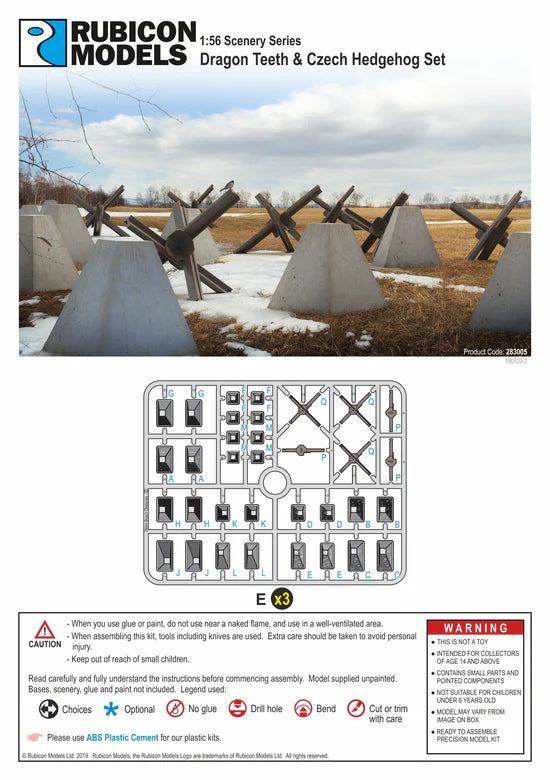 Dragon Teeth Czech Hedgehog Set – okładka pudełka, sprue E x3, 84 zęby smoka i 9 jeży, 283005