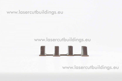 Zęby Smoka Umocnienia I LBHP0048 28mm HDF prepaint - 4 słupki przeciwpancerne widok z przodu Laser Cut Buildings
