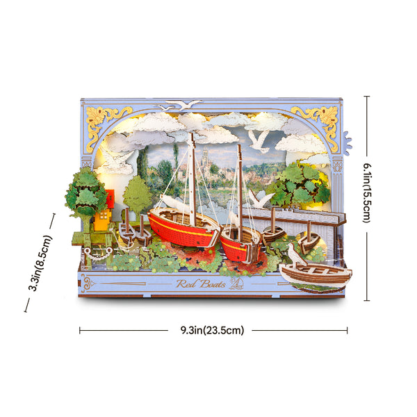 Czerwone Łodzie Red Boats Rolife TH004 – gotowy obraz 3D na stole w salonie, widok z boku pokazujący głębokość modelu