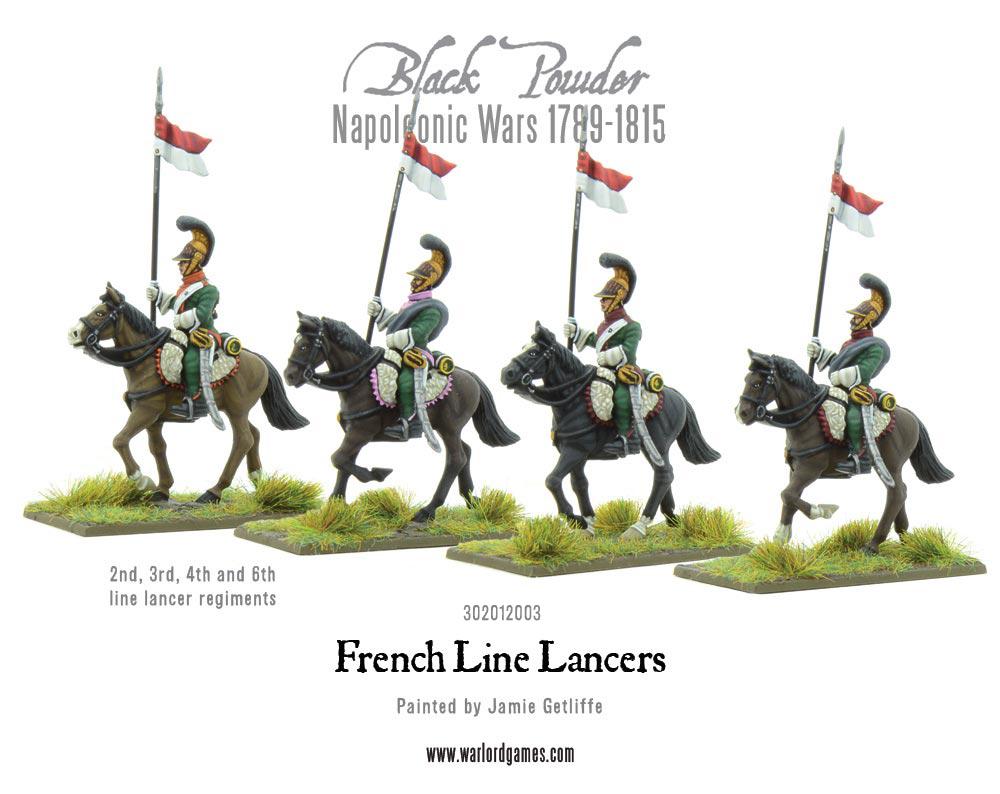 French Line Lancers 302012003 – cztery figurki lansjerów liniowych 2., 3., 4. i 6. regimentu, pomalowane figurki 28mm Black Powder Warlord Games
