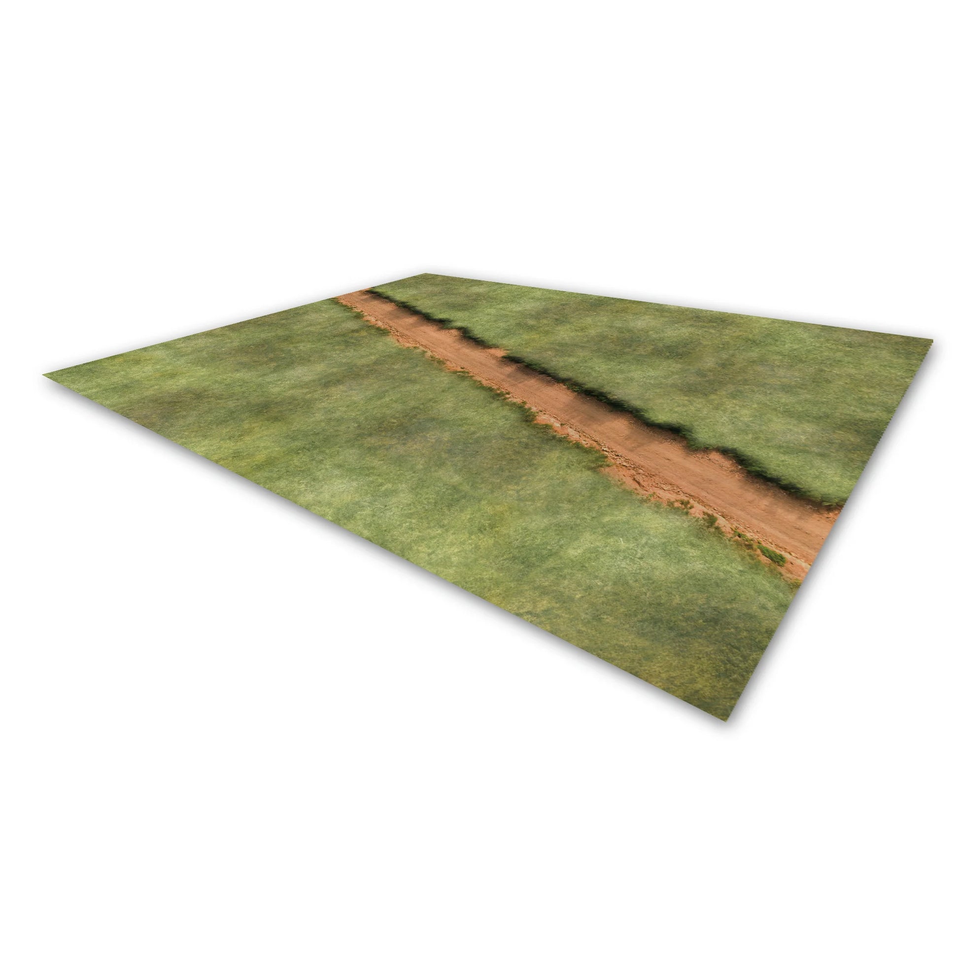 Bolt Action Third Edition Island Assault! 401510008 – dwustronna papierowa mata bitewna, strona zielona: zielona trawa z piaskowo-brązową polną drogą biegnącą ukośnie przez środek maty, białe tło, Warlord Games
