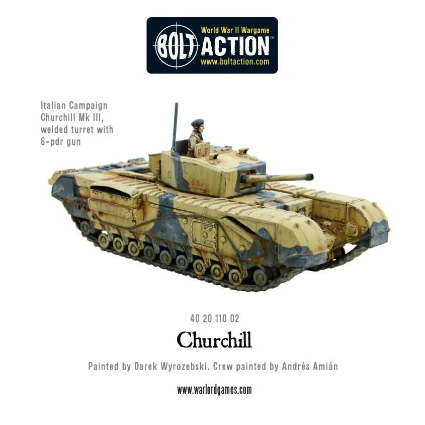 Churchill Tank MkIII - Bolt Action 28mm - spawana wieża 6pdr gun kamuflaż pustynny Italian Campaign - Warlord Games