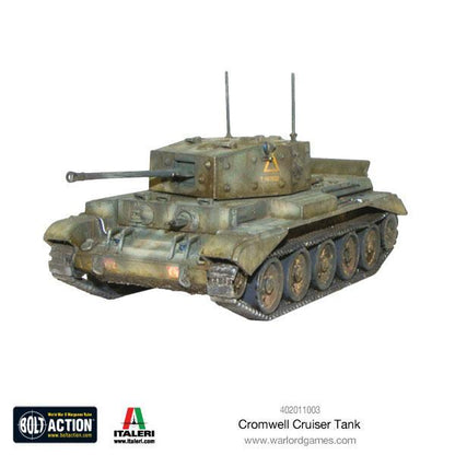 Cromwell Cruiser Tank - Bolt Action 28mm - model pomalowany British green 75mm gun widok z przodu - Warlord Games