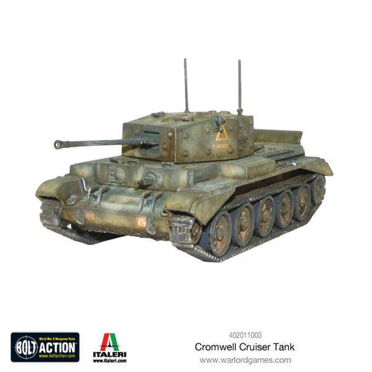 Cromwell Cruiser Tank - Bolt Action 28mm - model pomalowany British green 75mm gun widok z przodu - Warlord Games