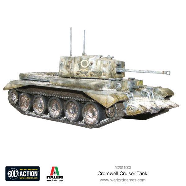 Cromwell Cruiser Tank - Bolt Action 28mm - model pomalowany weathering gąsienice widok z tyłu - Warlord Games