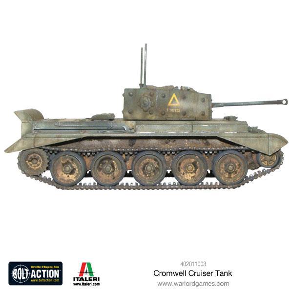 Cromwell Cruiser Tank - Bolt Action 28mm - widok z prawego boku British green gąsienice detale - Warlord Games