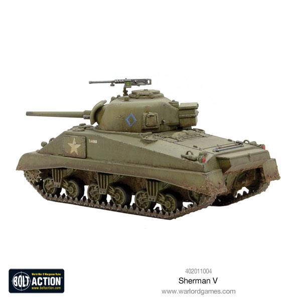 Sherman V M4A4 - Bolt Action 28mm - widok z tyłu olive drab pintle HMG wyposażenie weathering - Warlord Games