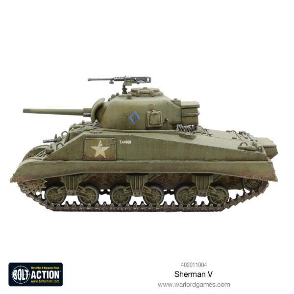 Sherman V M4A4 - Bolt Action 28mm - widok z tyłu olive drab gąsienice white star marking detale - Warlord Games
