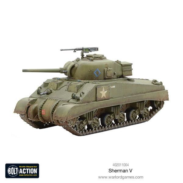 Sherman V M4A4 - Bolt Action 28mm - widok z przodu olive drab 75mm gun hull MMG gąsienice weathering - Warlord Games