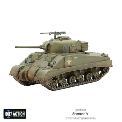 Sherman V M4A4 - Bolt Action 28mm - widok z przodu olive drab 75mm gun hull MMG gąsienice weathering - Warlord Games