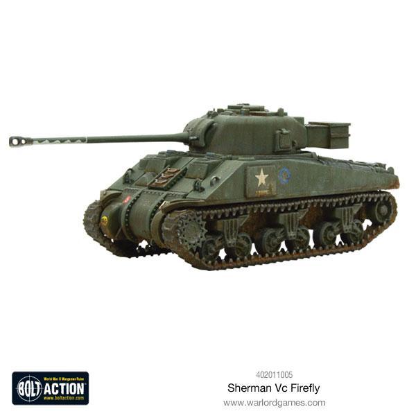 Sherman Firefly Vc - Bolt Action 28mm - widok z lewego boku olive drab długie działo 17-pdr white star - Warlord Games