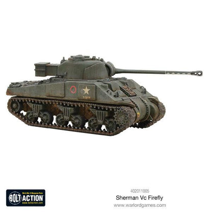 Sherman Firefly Vc - Bolt Action 28mm - widok z przodu olive drab długie działo 17-pdr white star weathering - Warlord Games