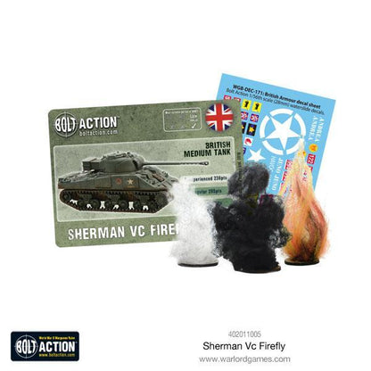 Sherman Firefly Vc - Bolt Action 28mm - zawartość pudełka kalkomanie znaczniki uszkodzeń karta statystyk - Warlord Games